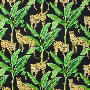 Berkshire Home Fabric. Indoor/outdoor. Enzel Ebony Cheetah Jungalow 1 Yd 9 Inch